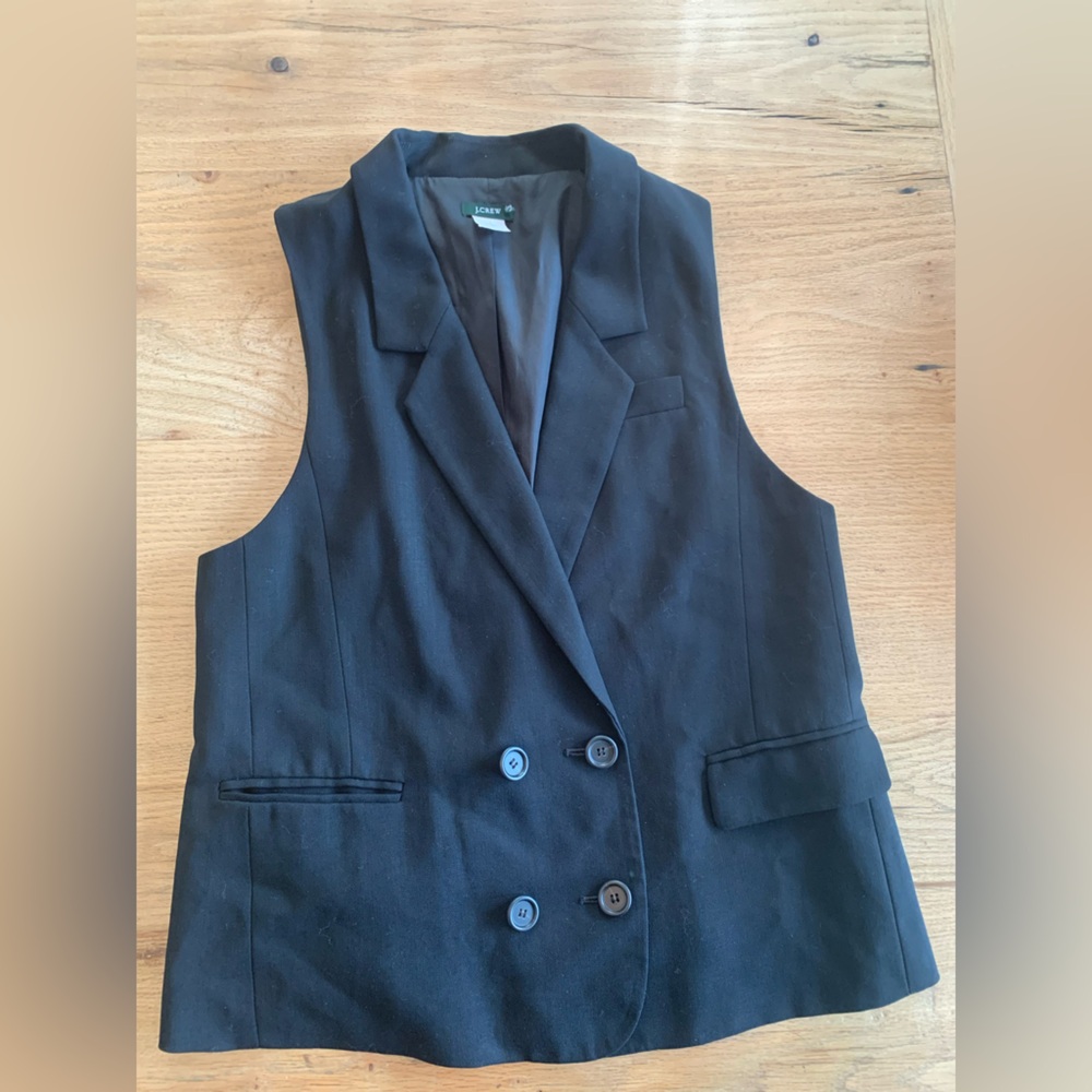 J. Crew Blazer Vest‎ Wool Black Double Breasted Women’s 8 Preloved